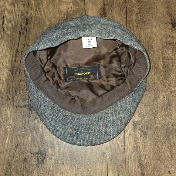Hat Peaky Blinders Green Gray Tweed Irish Foxford Wool Flat Cap Men's 7 1/8 - Picture 3 of 4